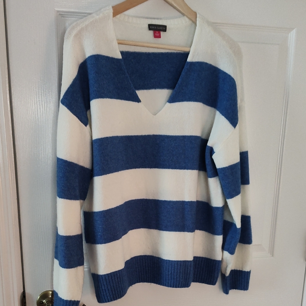 Vince Camuto Bold Blue and White Sweater